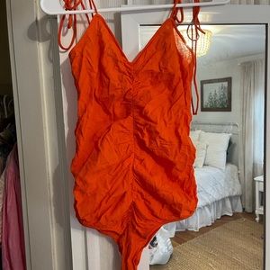 Zara Tangerine Crepe Bodysuit